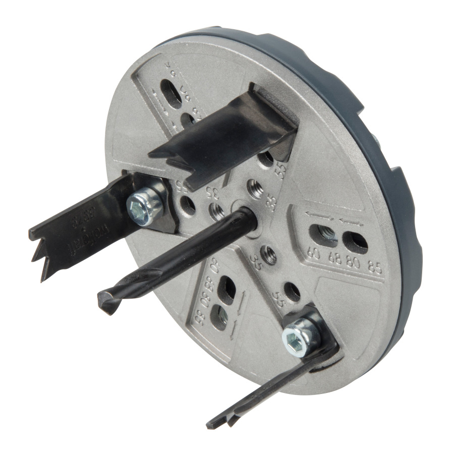 Korunka vŕtacia nastaviteľná s pevnými rozmermi ø 35,55,60,68,70,75,80,85mm hl. - 30mm, wolfcraft 59