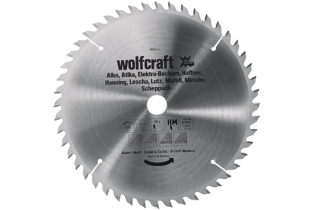 Kotúč pílový HM pre jemné rezy striedavý zub, Z48 ø 300 x 30 x 3,2mm wolfcraft 6682000