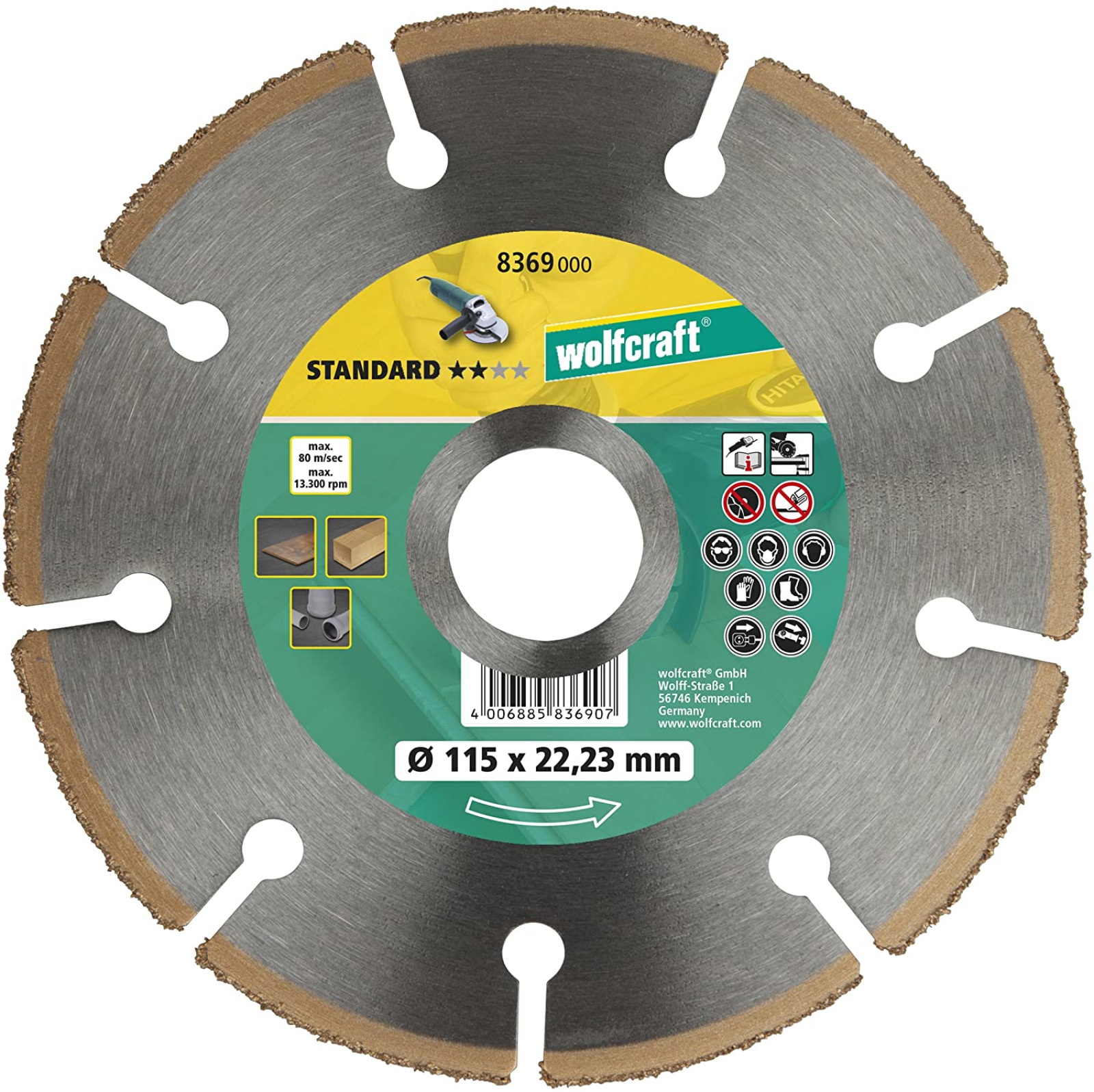 Kotúč rezný HM STANDARD ø 115mm, wolfcraft 8369000