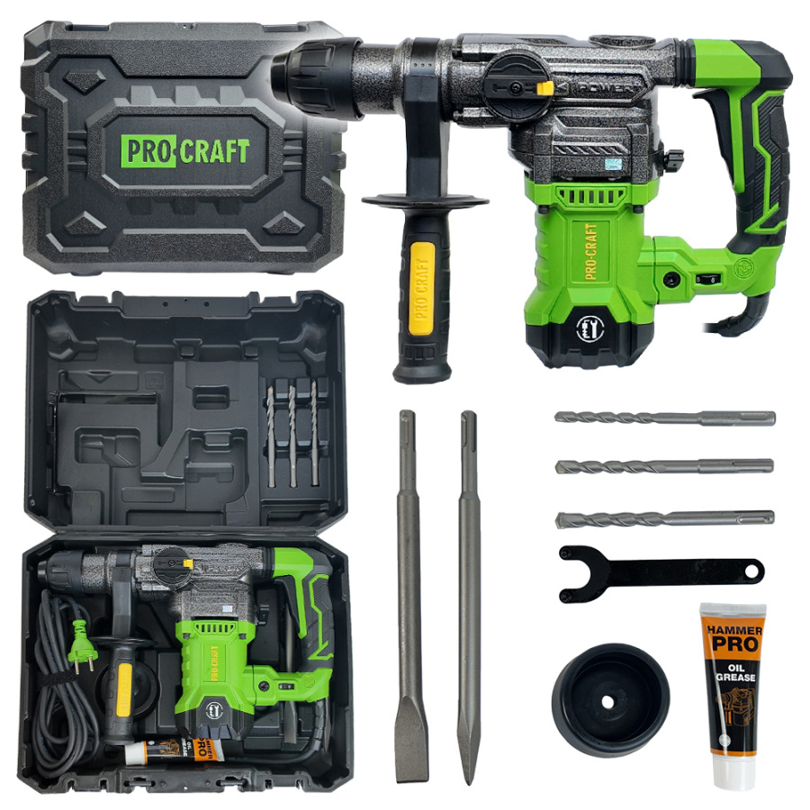 PROCRAFT Kombinované vŕtacie a sekacie kladivo SDS plus 1050W 5,5J BH1800