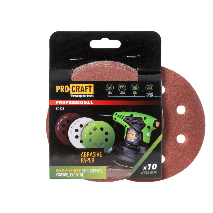KD125 Brúsny papier (10 ks v balení) - pre brúsky na steny a stropy, 125 mm KD125.100