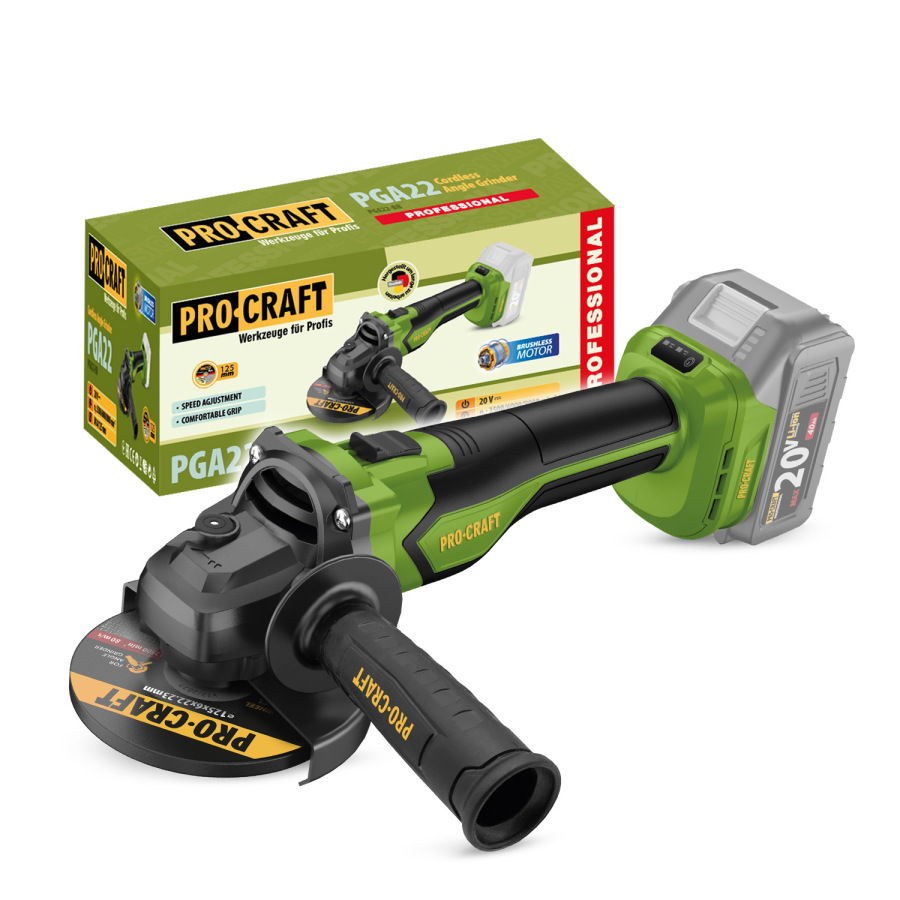 PROCRAFT Aku uhlová brúska 20V 125mm (bez batérie a nabíjačky) PGA22-BB