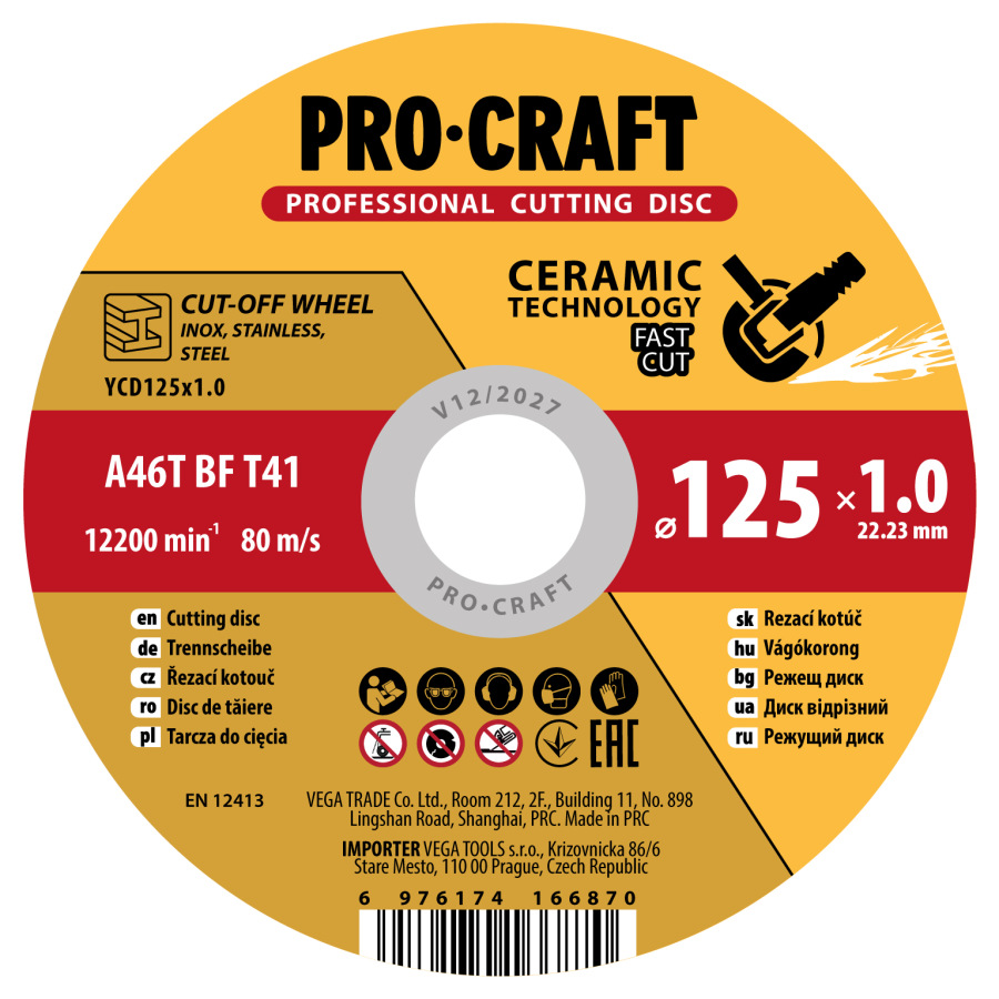Rezný kotúč Procraft s keramickým zrnom YCD115x1.2
