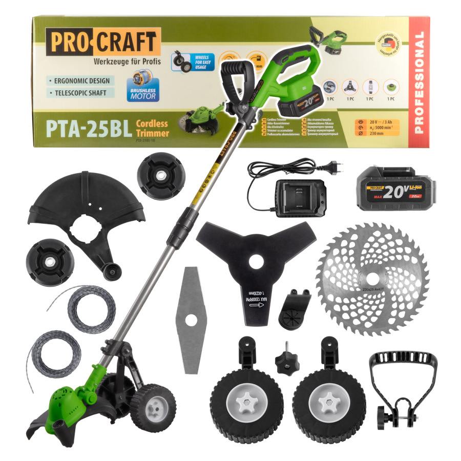 PROCRAFT Aku vyžínač 20V PTA-25BL-1B