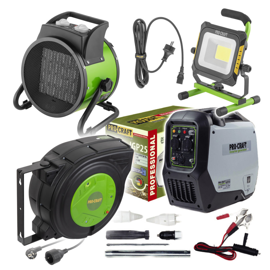 PROCRAFT Sada elektrocentrála, kúrenie a osvetlenie 2,0kW SIGP25SET