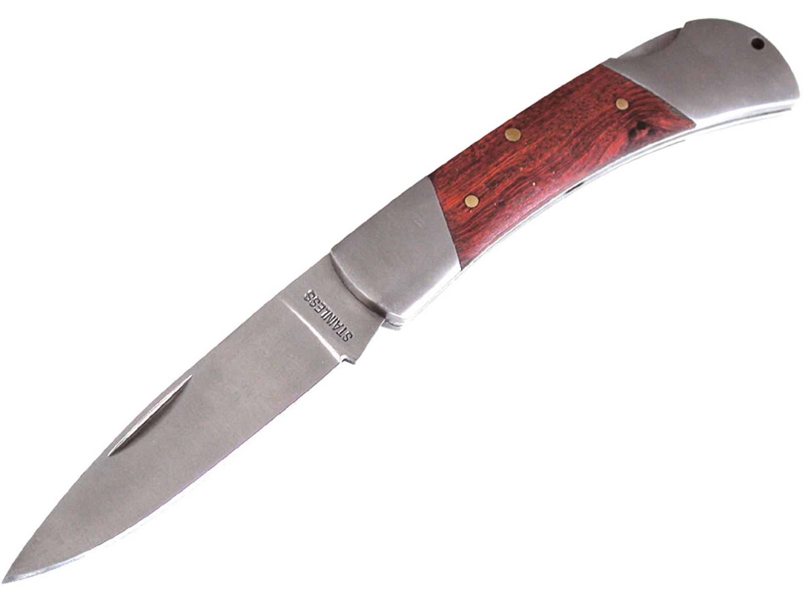 Nôž zatvárací s poistkou, 193mm, antikoro, drevená rukoväť