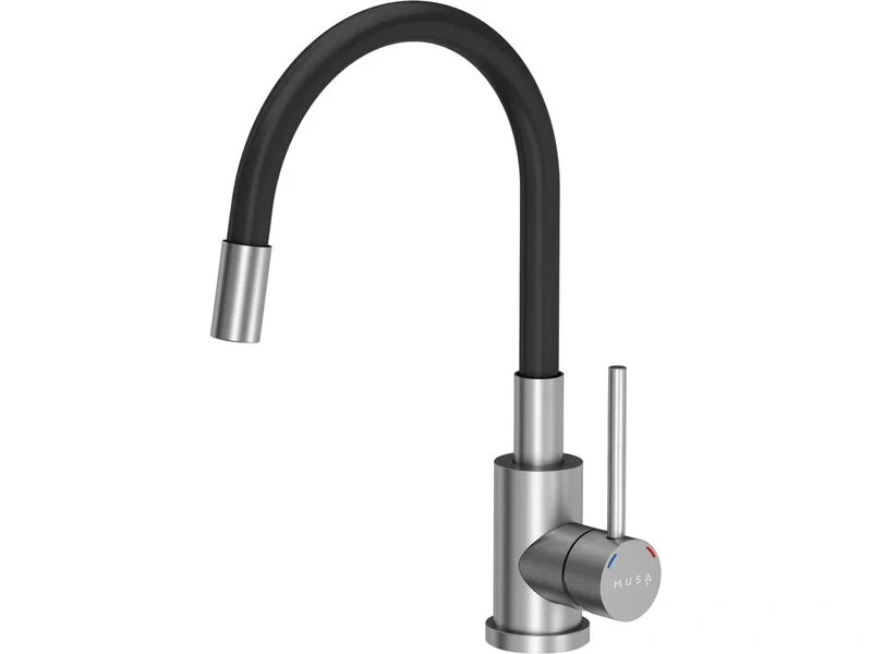 MUSA Batéria stojanková antikorová flexibilné rameno 500mm, čierna / matný chróm 831010