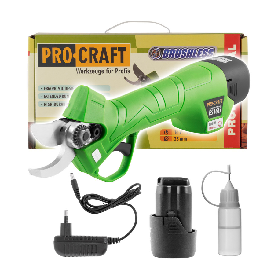 PROCRAFT Akumulátorové nožnice 16V max 25mm na konáre ES16Li1B