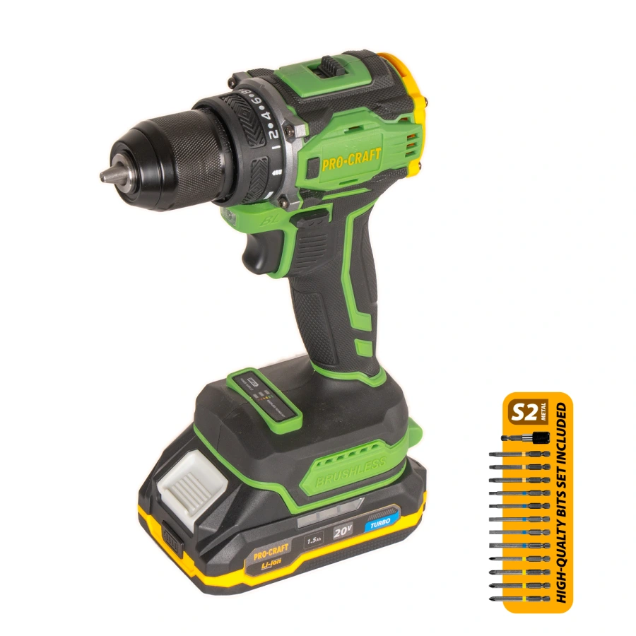 PROCRAFT Akumulátorový skrutkovač 20V PA18Pro2 + sada bitov