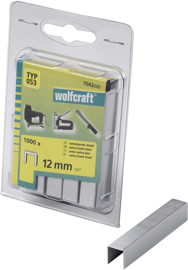 Sponky do sponkovačky široké výška 12mm, šírka 11,2mm Typ 053 (1000ks) wolfcraft 7042000