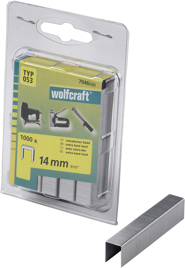 Sponky do sponkovačky široké výška 14mm, šírka 11,2mm Typ 053 (1000ks) wolfcraft 7046000