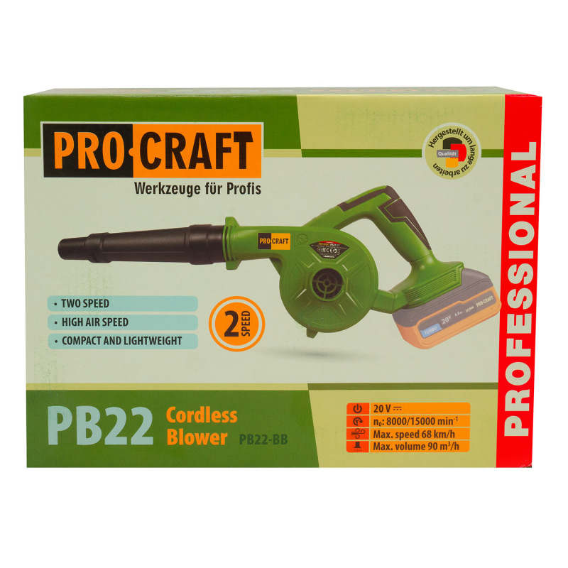 PROCRAFT Aku fukár 20V 90 m³/h(bez batérie a nabíjačky) PB22 11