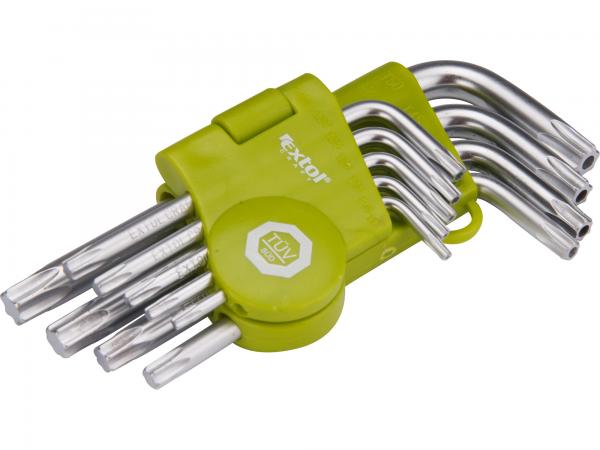 L-kľúče TORX krátke, 9-dielna sada, T10-15-20-25-27-30-40-45-50