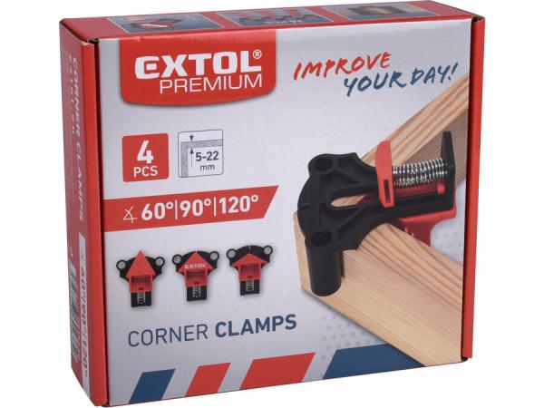 EXTOL PREMIUM Svorky rohové rýchloupínacie strunové, 4ks, 60-90-120st 8815440 10