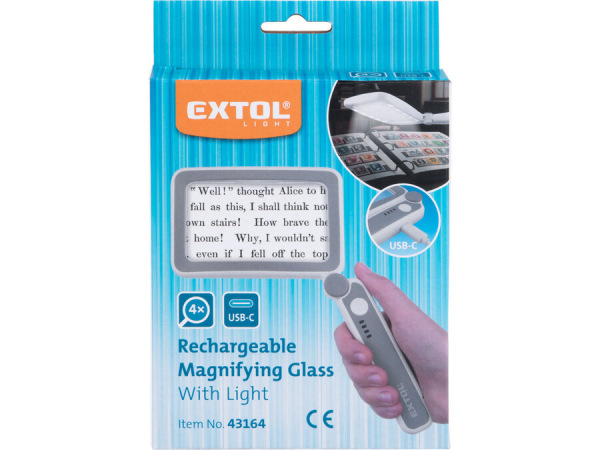 EXTOL LIGHT 43164 Lupa so svetlom, 10 LED, 4x zväčšenie, USB-C nabíjanie 7