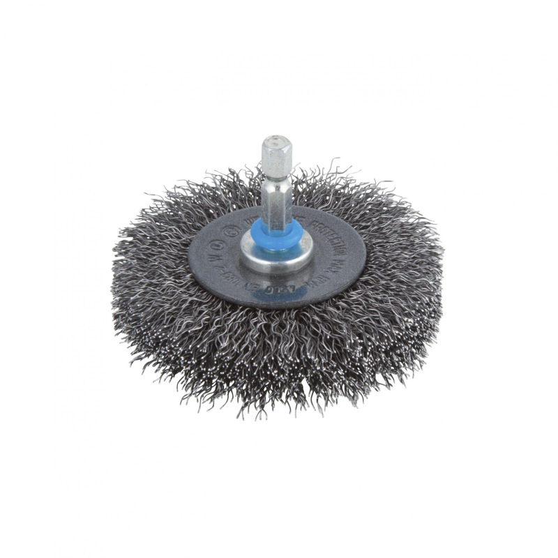 Kotúč drôtený z oceľového drôtu plochý ø 75 x 20mm so šesťhrannou stopkou, wolfcraft 2101000
