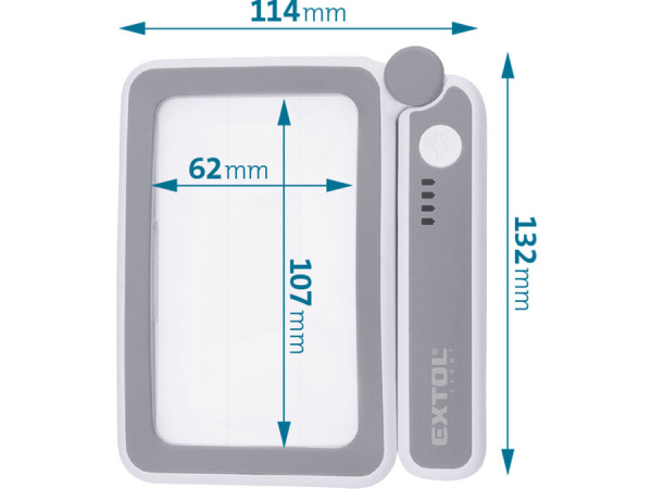 EXTOL LIGHT 43164 Lupa so svetlom, 10 LED, 4x zväčšenie, USB-C nabíjanie 6