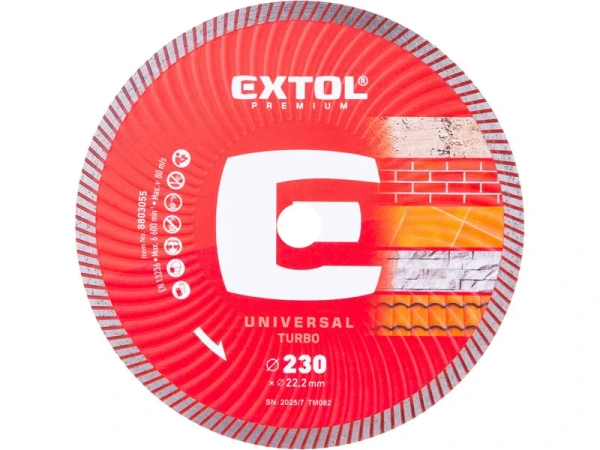 EXTOL PREMIUM 8803055Kotúč rezný diamantový Turbo, ø230x2,6mm, suché a mokré rezanie