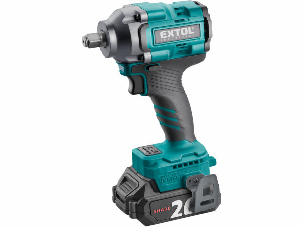 EXTOL INDUSTRIAL 8791814 Uťahovač rázový Share20V, 1x 2Ah, 1/2" štvorhran, 500Nm
