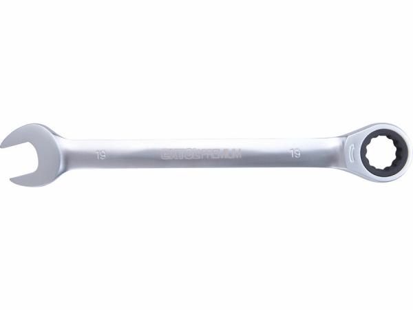 Kľúč očko-vidlicový, račňový, 72 zubov, Cr-V, 19mm
