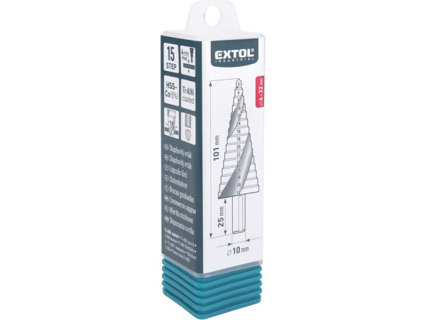 EXTOL INDUSTRIAL Vrták stupňovitý kobaltový, ø4-32mm / 2mm, 15 priemerov 8701194 2
