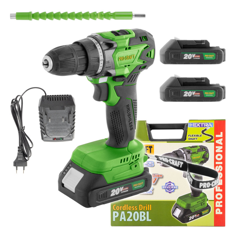 PROCRAFT Akumulátorový vŕtací skrutkovač PA20BL