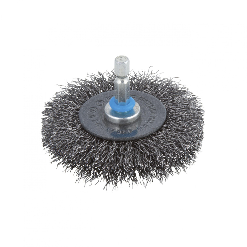 Kotúč drôtený z oceľového drôtu plochý ø 75 x 10mm so šesťhrannou stopkou, wolfcraft 2100000