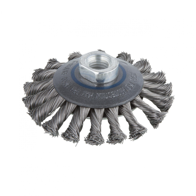 Kotúč drôtený z oceľového drôtu kužeľový, vrkočový ø 100mm, M14, wolfcraft 2153000