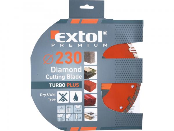 EXTOL PREMIUM Kotúč rezný diamantový Turbo plus, 230mm, suché a mokré rezanie 8803035