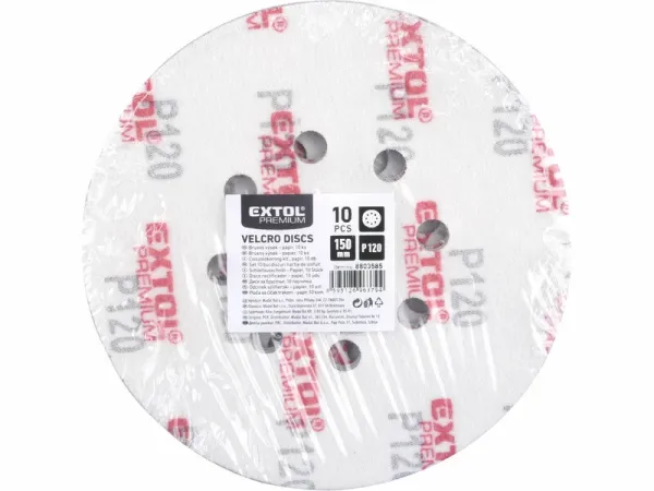 EXTOL PREMIUM Brúsny papier na s. zips pr.150mm s otvormi, P120, 10ks 8803585 2