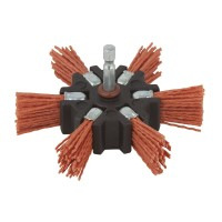 Wolfcraft Kartáč vejárový, nylónový, červený, so šesťhrannou stopkou ø 100mm, wolfcraft 1512000