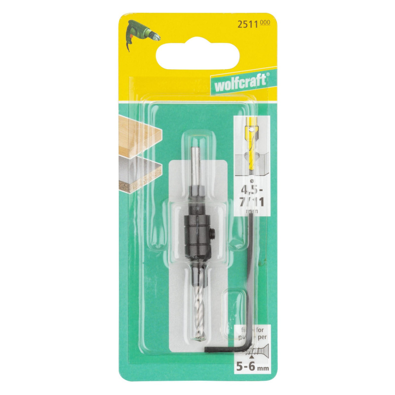 Predvrták a záhlbník ø 4,5 mm pre konfirmáty ø 7mm, wolfcraft 2511000