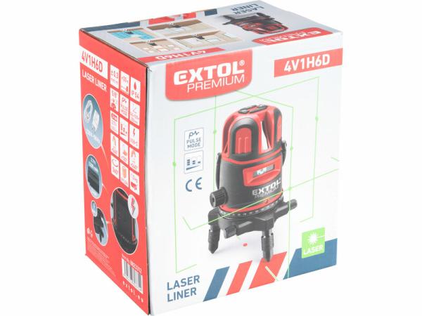 EXTOL PREMIUM 8823312 Laserová vodováha samonivelačná, 1H-4V-6B, zelený laser 7