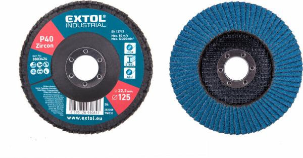 EXTOL INDUSTRIAL Kotúč lamelový šikmý, zirkón, Ø125x22,2mm, P40 8803424