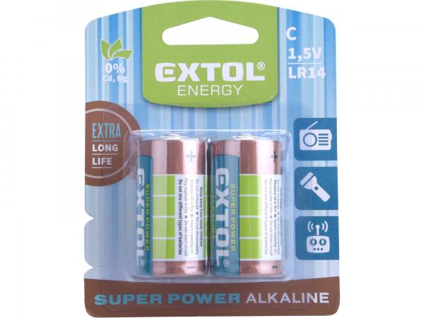 EXTOL Batéria alkalická 2ks, 1,5V, typ C, LR14 42014