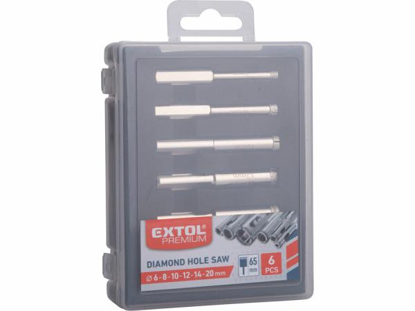 EXTOL PREMIUM Vrtáky korunkové diamantové, sada 6ks, 6-8-10-12-14-20mm 8801975 2