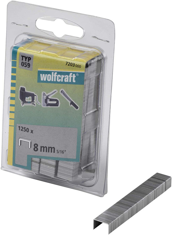 Sponky do sponkovačky široké, výška 8mm, šírka 12,2mm Typ 059 (1250ks) wolfcraft 7203000