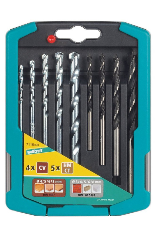Sada vrtákov HM/CV kombinovaných ø3 - 8mm (5+4ks) wolfcraft 7116000