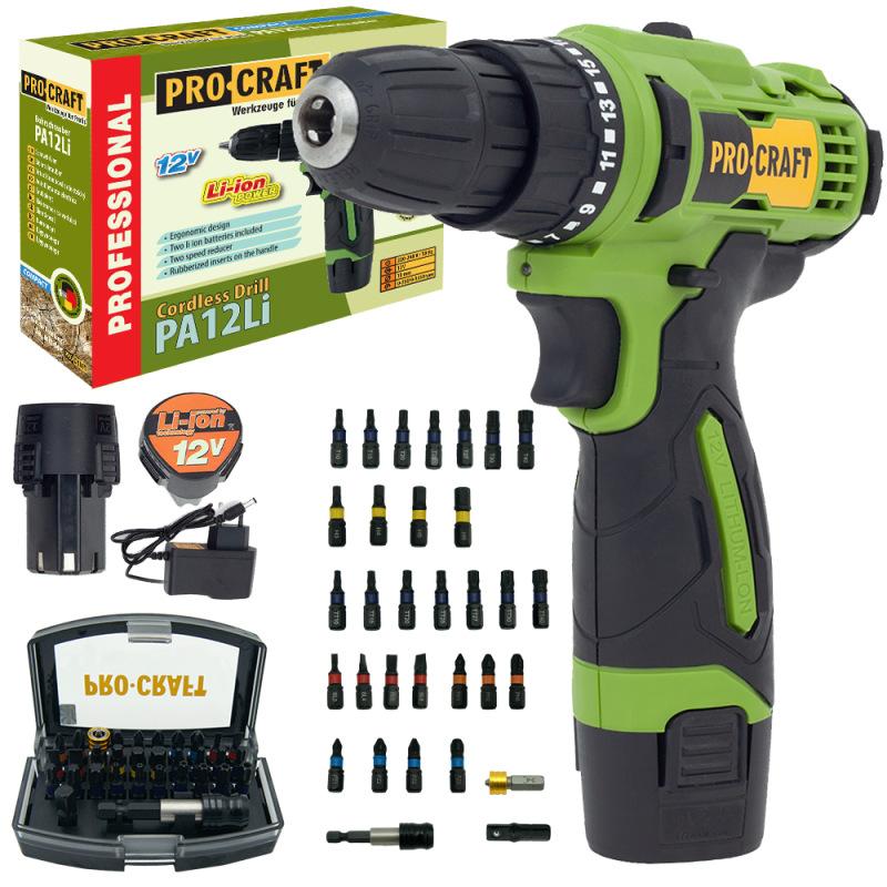 PROCRAFT Aku vrtací šroubovák SPA12Li Compact se sadou bitů BS-32