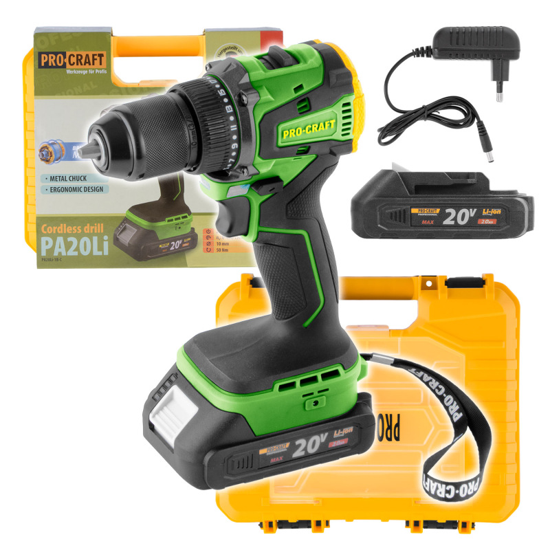 PROCRAFT Aku skrutkovač 20V PA20Li