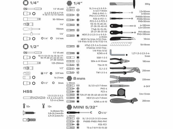 EXTOL CRAFT Sada nástrčných a zástrčných kľúčov 303-dielna 918303 1