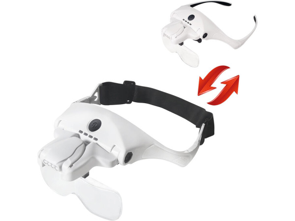 EXTOL CRAFT Okuliare s lupou a LED svetlom, 1-1,5-2-2,5-3,5x zväčšenie, 4 LED, USB 43165 1