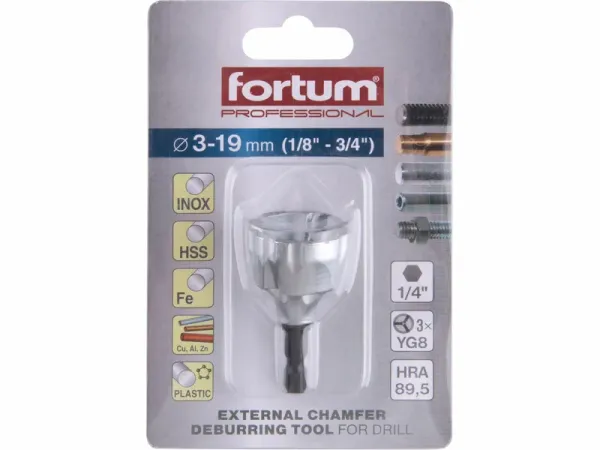 FORTUM Odhrotovač pre vonkajšie závity priemer 3-19mm WC plátky 4769002 4