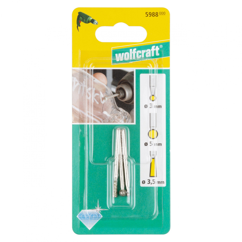 Sada diamantových teliesok do mikrobrusky (3-dielna) wolfcraft 5988000
