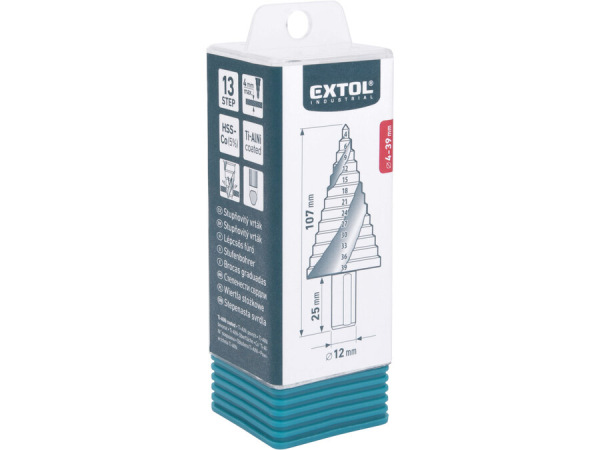 EXTOL INDUSTRIAL Vrták stupňovitý kobaltový, ø4-39mm / 3mm, 13 priemerov 8701195 2