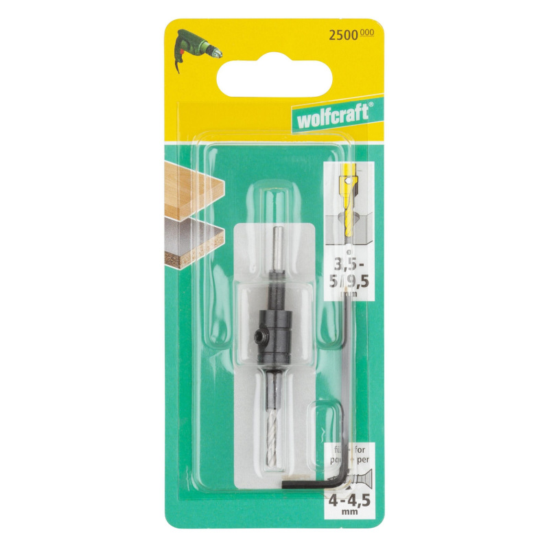 Predvrták a záhlbník ø 3,5 mm pre konfirmáty ø 5mm, wolfcraft 2500000