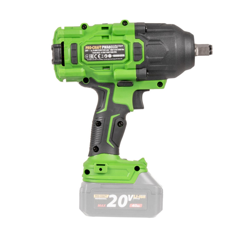 PROCRAFT Aku rázový uťahovák 20V 1600Nm(bez akumulátora a nabíjačky) PWA80bb 6