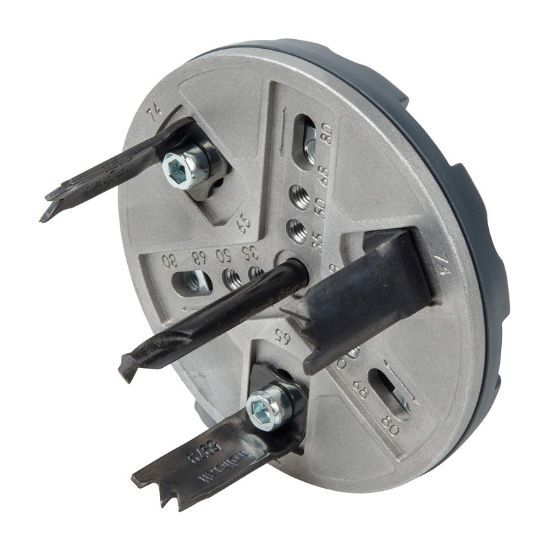 Korunka vŕtacia nastaviteľná s pevnými rozmermi ø 35,55,65,68,74,80mm hl. - 30mm, wolfcraft 5985000