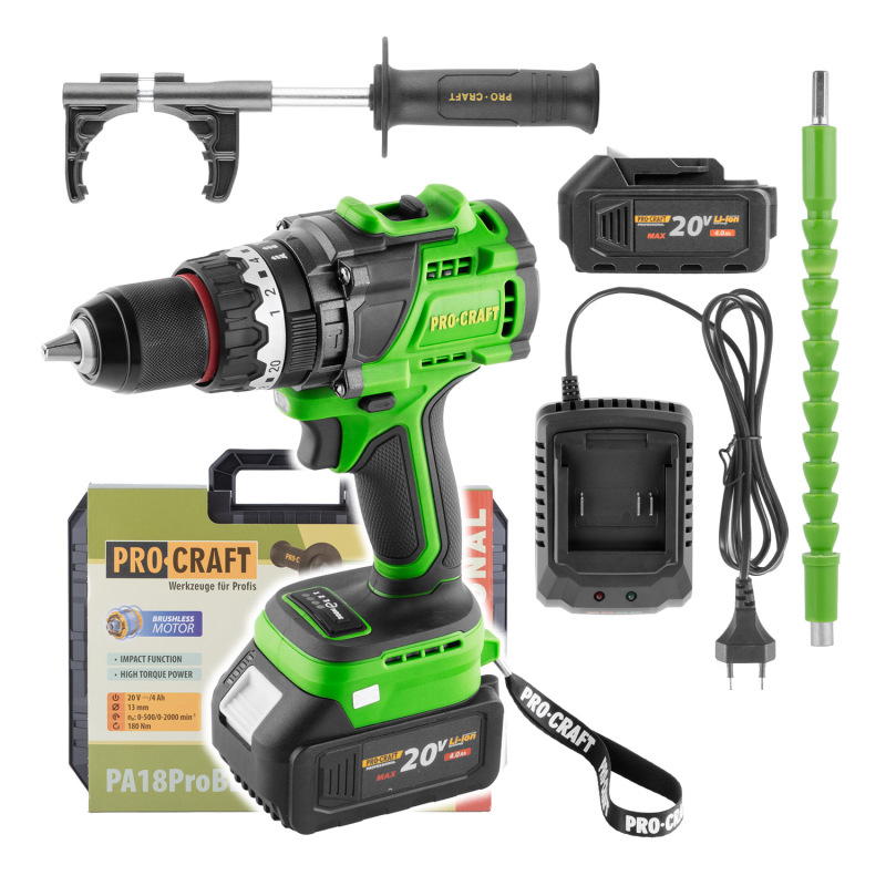 PROCRAFT Aku skrutkovač 20V PA18ProBL-1B-C