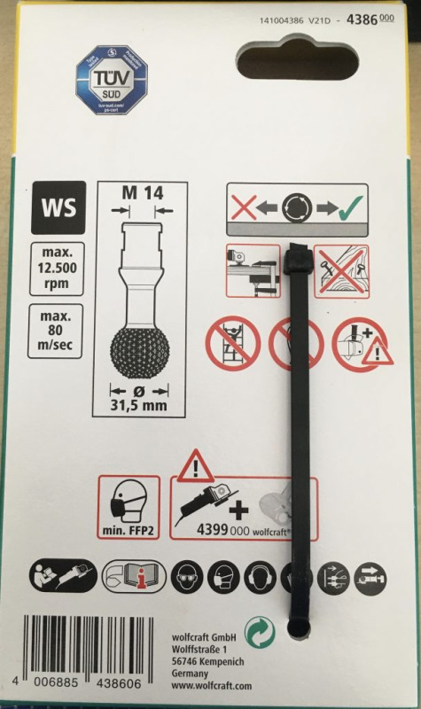 Wolfcraft Rašpľa guľová pre uhlovú brúsku ø 30mm, wolfcraft 4386000 1